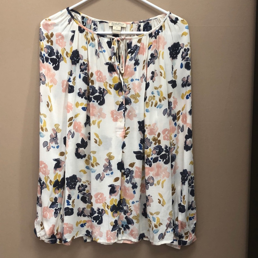 Lucky Brand long sleeve boho peasant shirt